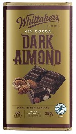Whittakers Dark Almond Chocolate Block (250g)