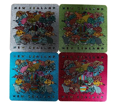 Coasters - Colourful Kiwis (Set of 4)