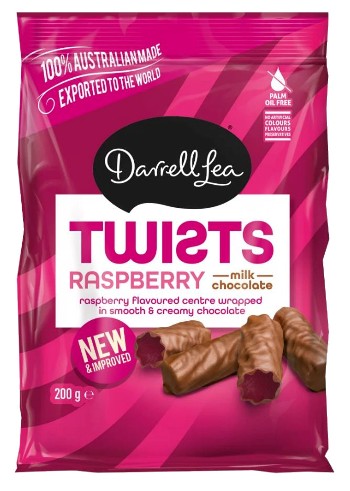 Darrell Lea Twists - Raspberry Milk Chocolate (200g)