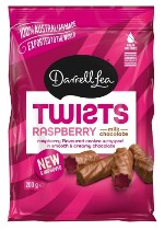 Darrell Lea Twists - Raspberry Milk Chocolate (200g)