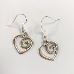 Silver Plated Koru Heart Earrings