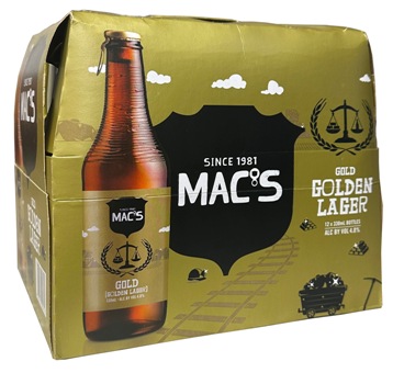 Macs Gold - Golden Lager (12 x 330ml Bottles)