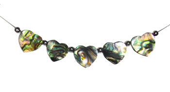 Natural Paua 5 Piece Heart Necklace