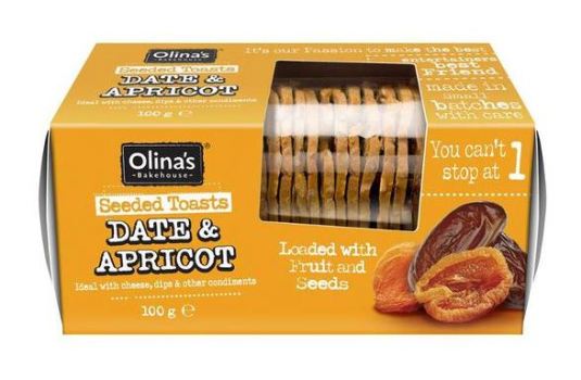 Olinas Bakehouse Seeded Toasts - Date and Apricot (100g)