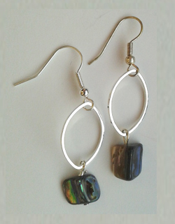 Natural Paua Nugget Oval Earrings