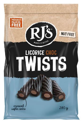 RJs Licorice Choc Twists (280g)