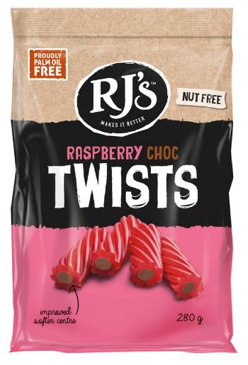 RJs Raspberry Choc Twists (280g)